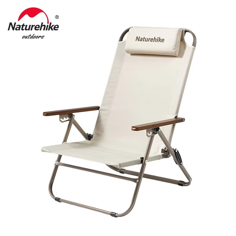 Outdoor Camping Lounge Chairs - Naturehike T02 เก้าอี้พับปรับระดับได้สำหรับตั้งแคมป์ พนักพิงสูง เหมาะสำหรับพักผ่อนกลางแจ้ง เก้าอี้พกพาพร้อมพนักพิงและที่วางแขน