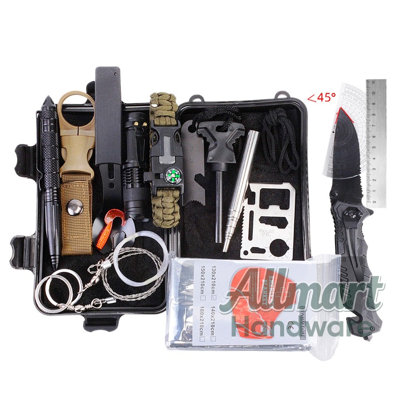 Outdoor Camping Equipment - กล่องเครื่องมือเอาตัวรอด EDC อเนกประสงค์แบบพกพา อุปกรณ์ฉุกเฉินสำหรับการตั้งแคมป์กลางแจ้ง ชุดปฐมพยาบาล SOS