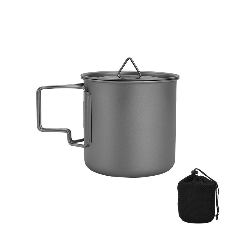 Outdoor Camping Kitchen Table - แก้วไทเทเนียมสำหรับตั้งแคมป์พร้อมด้ามจับพับได้ น้ำหนักเบา พกพาสะดวก ชุดอุปกรณ์ทำอาหารสำหรับกิจกรรมกลางแจ้ง เหมาะสำหรับการเดินป่าและการเดินทาง