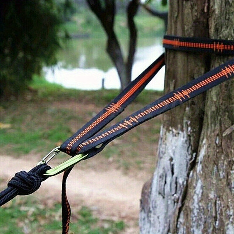 Outdoor Camping Equipment - ห่วงคล้องสำหรับปีนเขาแบบหนัก 2/4 ชิ้น และสายรัดเปลญวนไนลอนแบบปรับได้ - สำหรับสายรัดเปลญวน,