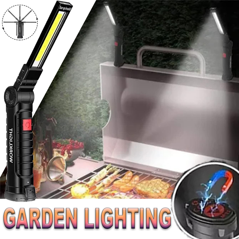 Outdoor Camping Lighting - ไฟฉาย LED แบบพกพาพร้อมตะขอแม่เหล็กกลางแจ้งทํางานซ่อม Type-C โคมไฟแบบชาร์จไฟได้โคมไฟสําหรับ Camping