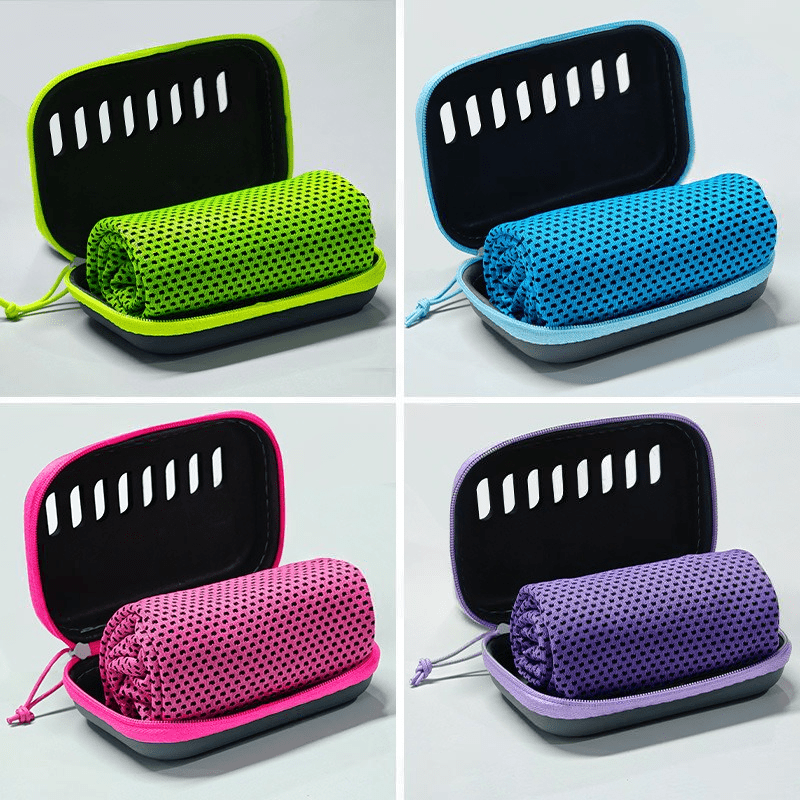 Outdoor Camping Storage Box - ผ้าขนหนูสำหรับกีฬาแบบแห้งเร็ว 1 ผืน พร้อมกล่องเก็บ EVC สีสุ่ม
