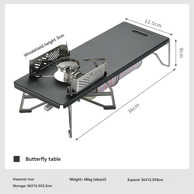 Outdoor Camping Kitchen Table - ชุดโต๊ะครัวพกพาสำหรับตั้งแคมป์ CAMPINGMOON GT-3 สีดำ พร้อมเตาแก๊สกลางแจ้งและชั้นวาง -