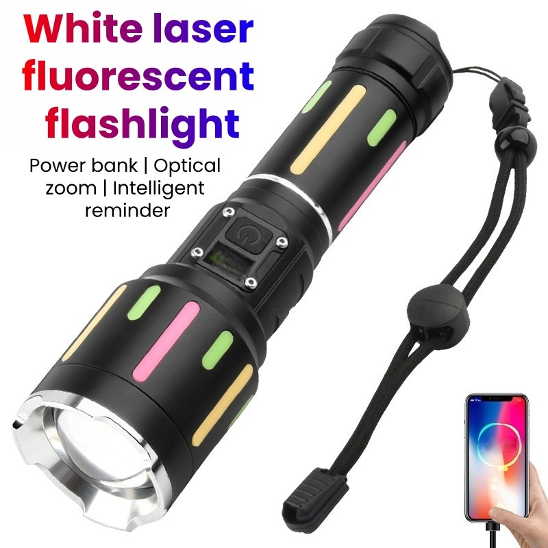 Outdoor Camping Lighting - ไฟฉายเรืองแสงแสงสีขาวกำลังสูงแบบชาร์จไฟได้ซูมได้ระยะไกลไฟฉายสำหรับเดินป่ากลางแจ้งแคมป์ปิ้งไฟฉุกเฉิน