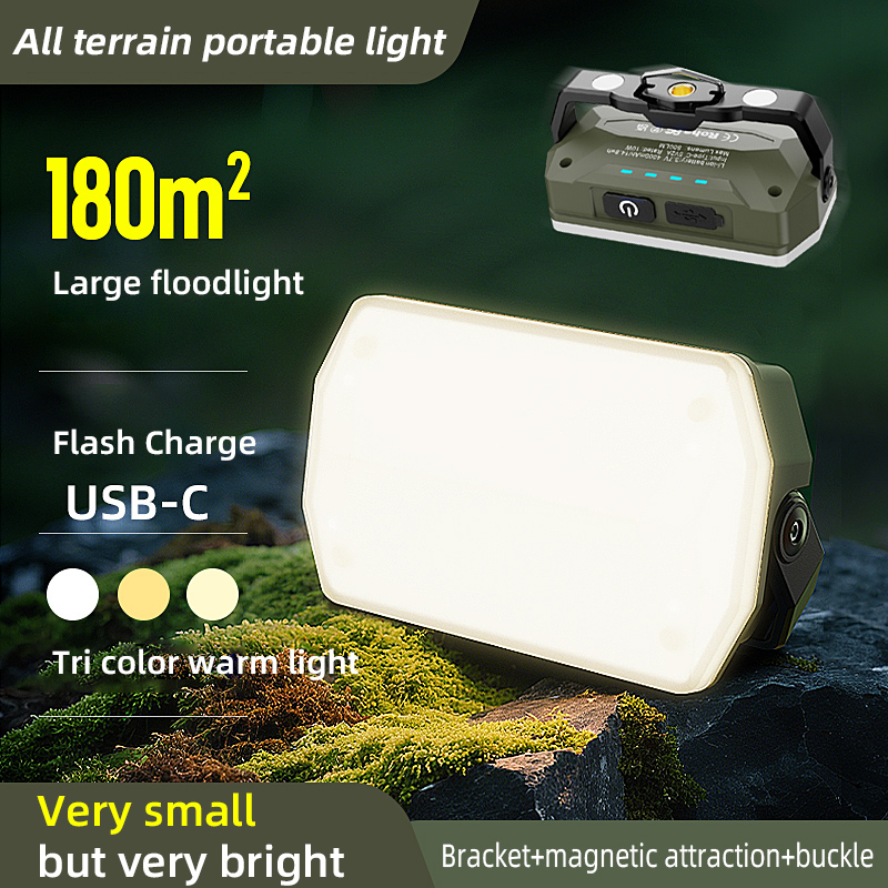 Outdoor Camping Equipment - โคมไฟตั้งแคมป์แบบชาร์จไฟได้ โคมไฟแขวนเต็นท์กลางแจ้ง 4000mah ไฟฉายพกพา ใช้สำหรับงานซ่อมบำรุง ไฟฉุกเฉิน