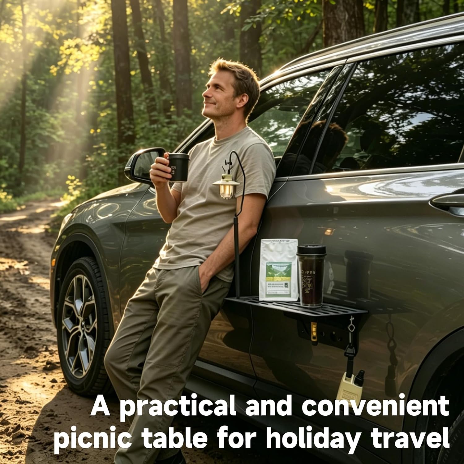 Outdoor Camping Table Foldable - โต๊ะพับแม่เหล็กติดข้างรถยนต์ ถาดโลหะสำหรับตั้งแคมป์ในรถยนต์ รับน้ำหนักได้สูงสุด 25 ปอนด์ ชั้นวางแม่เหล็กสำหรับรถ