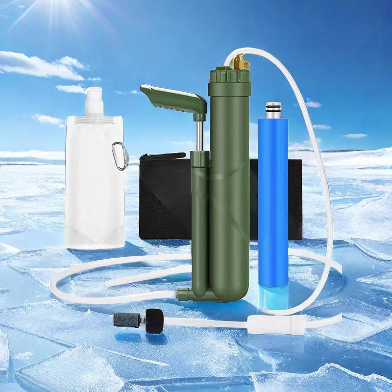 Outdoor Camping Water Filter - ที่กรองน้ำแบบปั๊มมือแบบพกพา RO เครื่องกรองน้ำระบบออสโมซิสแบบย้อนกลับชุดการอยู่รอดฉุกเฉินกลางแจ้งสำหรับเดินป่าตั้งแคมป์เดินทาง