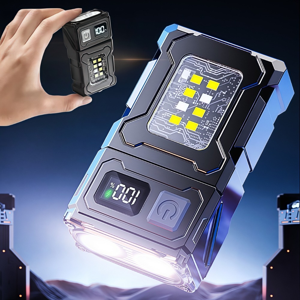 Outdoor Camping Lighting - ไฟฉาย LED ขนาดเล็กแบบชาร์จไฟได้ พร้อมคลิปแม่เหล็ก ไฟทำงานแบบพกพา ไฟพวงกุญแจ