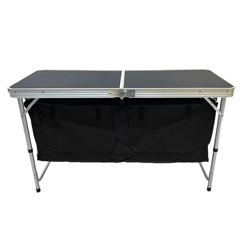 Outdoor Camping Kitchen Table - โต๊ะพับสำหรับตั้งแคมป์แบบพกพา ทำจากอลูมิเนียมอัลลอย พร้อมกล่องเก็บของ ใช้สำหรับปิกนิก บาร์บีคิวกลางแจ้ง รับผลิตตามแบบ