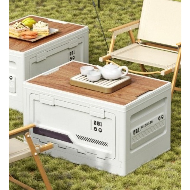 Outdoor Camping Storage Box - กล่องเก็บของอเนกประสงค์สำหรับตั้งแคมป์กลางแจ้ง ฝาไม้สำหรับท้ายรถ กล่องเก็บของอุตสาหกรรม กล่องพับสำหรับตั้งแคมป์ กล่องเก็บของใช้ในบ้าน