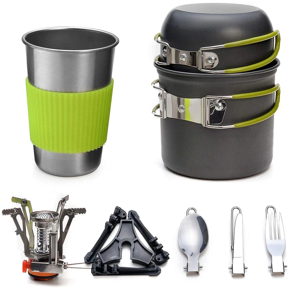 Outdoor Camping Kitchen Table - ชุดเครื่องครัวตั้งแคมป์พร้อมเตาชุดทําอาหารกลางแจ้งหม้อกลางแจ้งบนโต๊ะอาหารท่องเที่ยวห้องครัวเดินป่าปิคนิคบาร์บีคิว