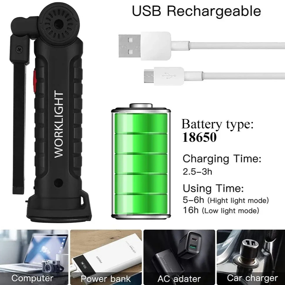 แบบพกพา COB ไฟฉาย LED USB ชาร์ - Outdoor Camping Lighting บทวิจารณ์และราคา