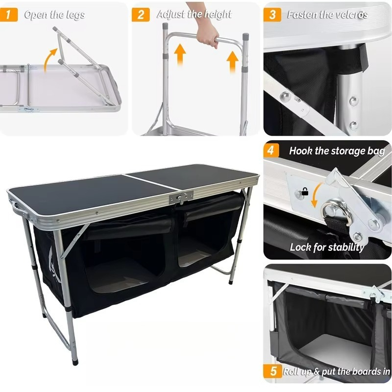 โต๊ะพับสำหรับตั้งแคมป์แบบพกพา  - Outdoor Camping Kitchen Table บทวิจารณ์และราคา