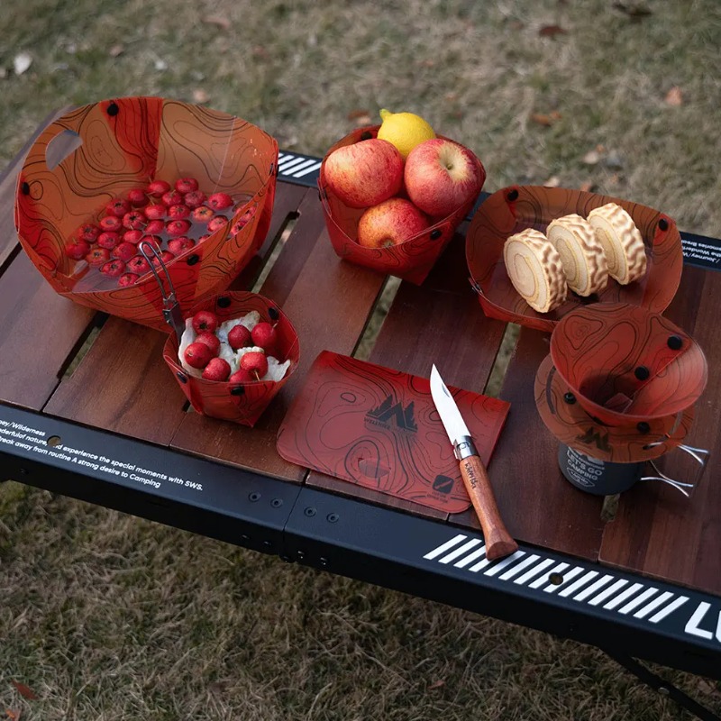 พับบนโต๊ะอาหารแบบพกพาชามจานชาม - Outdoor Camping Kitchen Table บทวิจารณ์และราคา
